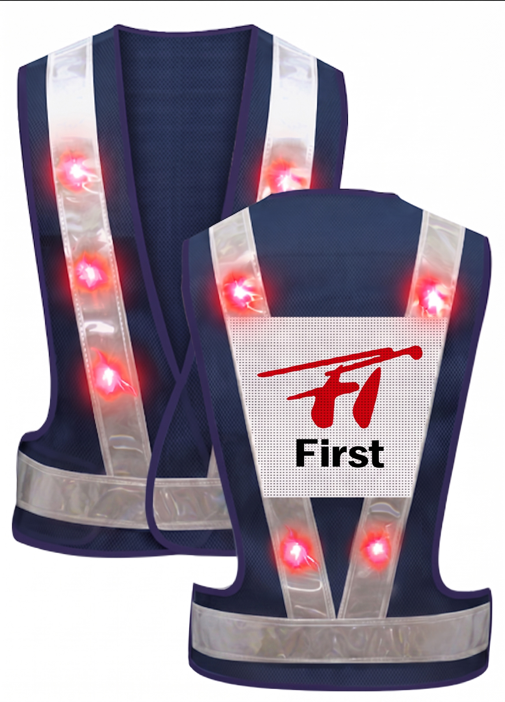 超高輝度LEDベストの製品画像（表面・裏面）